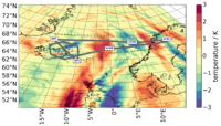 Flight path of PGS_10 and predicted gravity wave field