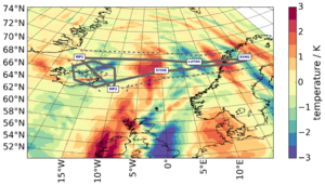 Flight path of PGS_10 and predicted gravity wave field